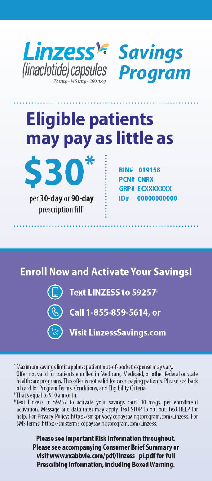 Prescription Savings For LINZESS® (linaclotide) | For HCPs